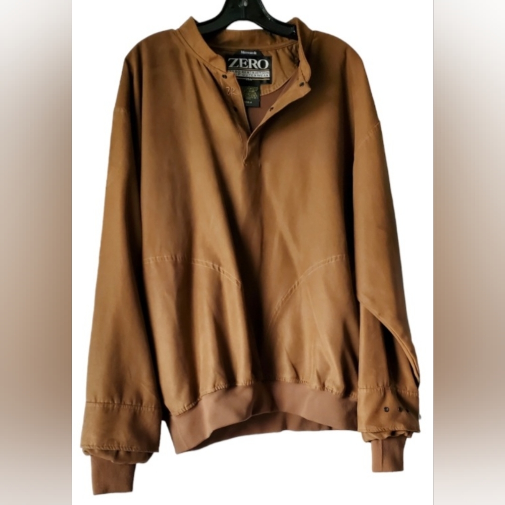 Zero Restriction Men’s Brown Microsuede Golf Pullover Jacket